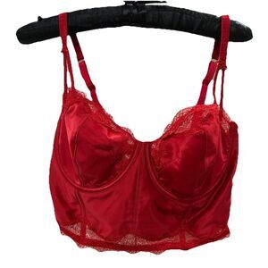 Victoria’s Secret 38D Dream Angels Corset Balconette Bra Red Sexy No Padding